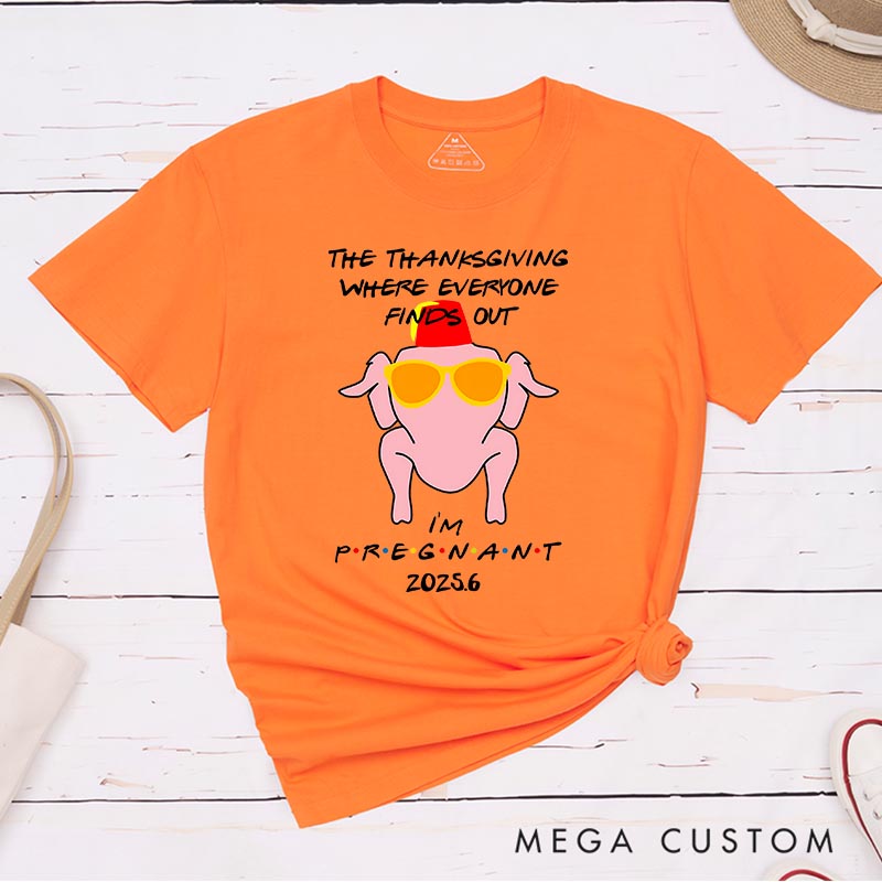 Personalized Pregnant Thanksgiving TV Show Classic T-Shirts Vintage Holiday Movies Tshirt Family Movie Shirt
