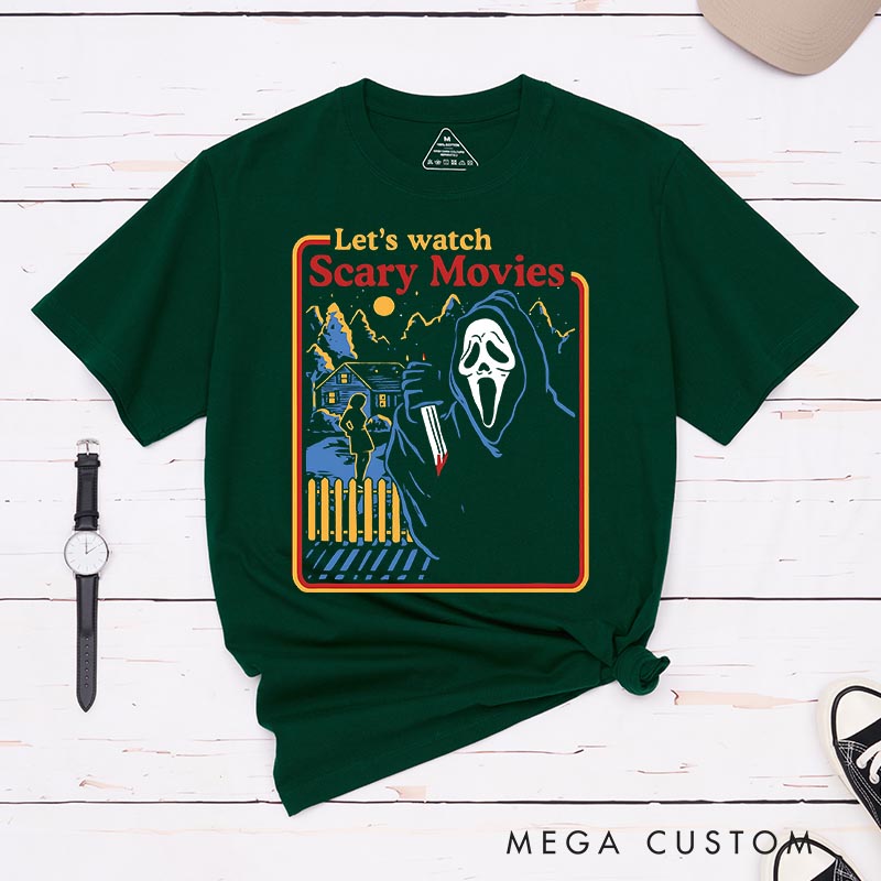 Personalized Let's Watch Scary Movies Classic T-Shirts Horror Movie Tshirt 80s Horror Movie Shirt
