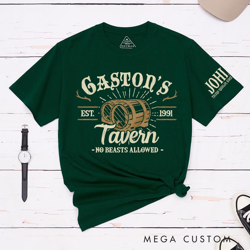 Personalized Gaston's Tavern Classic T-Shirts Princess Magic Movie Tshirt Film Fan Shirt