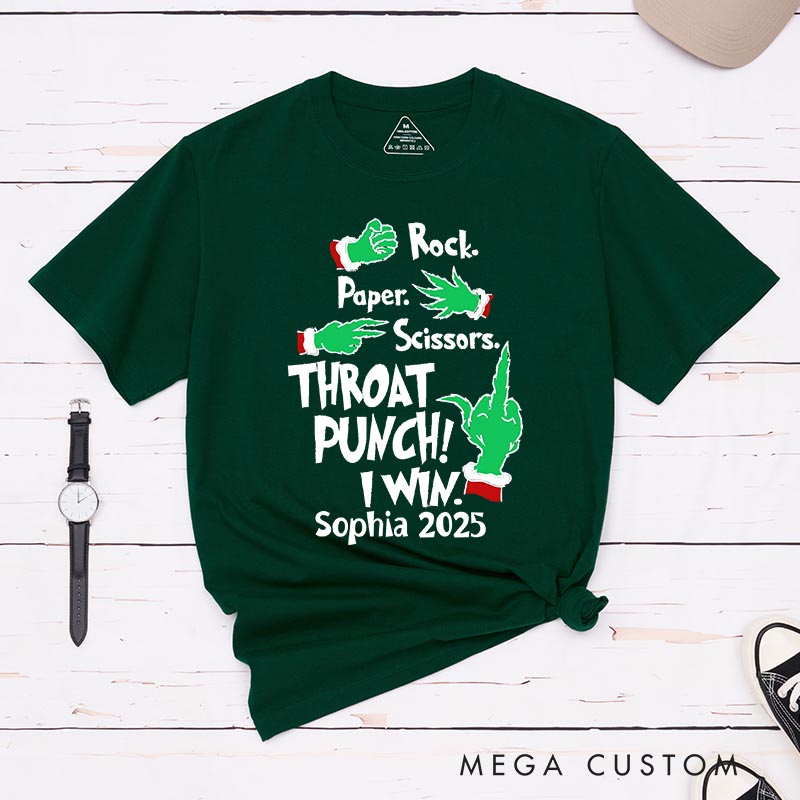 Personalized Throat Punch Funny Christmas Movie Classic T-Shirts Holiday Tshirt Christmas Gift