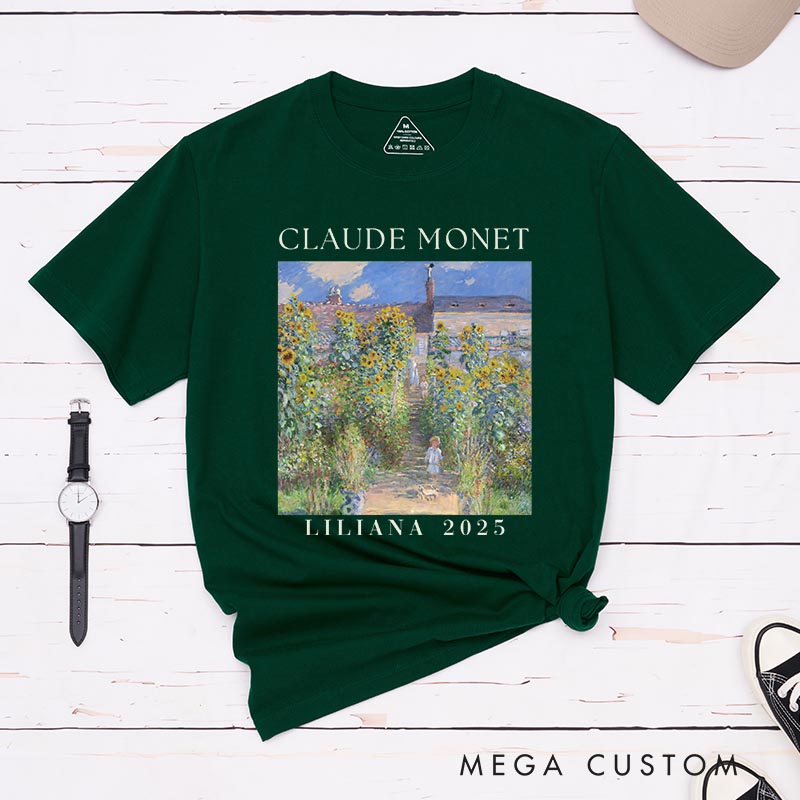 Personalized Claude Monet The Artist's Garden Classic T-Shirts Painting Impressionism Tshirt Artsy Aesthetic Famous Painter Art Lover Shirt