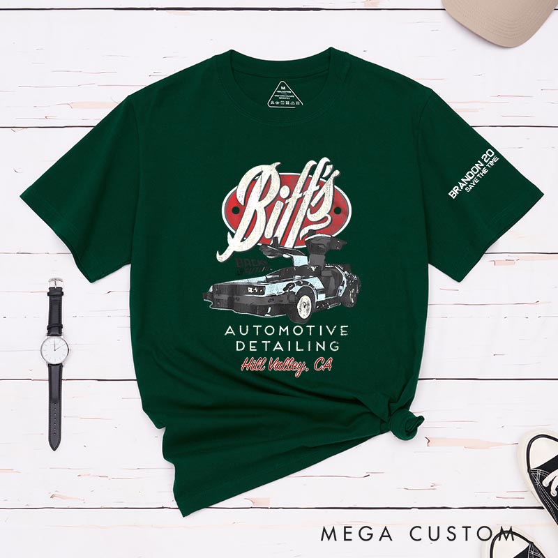 Personalized Biff's Time Machine Classic T-Shirts Future Fiction Movie Tshirt Geek Nerdy Movie Shirt