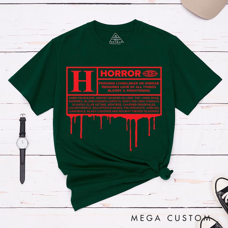 Personalized Horror Sign Classic T-Shirts Halloween Tshirt for Movie Lovers
