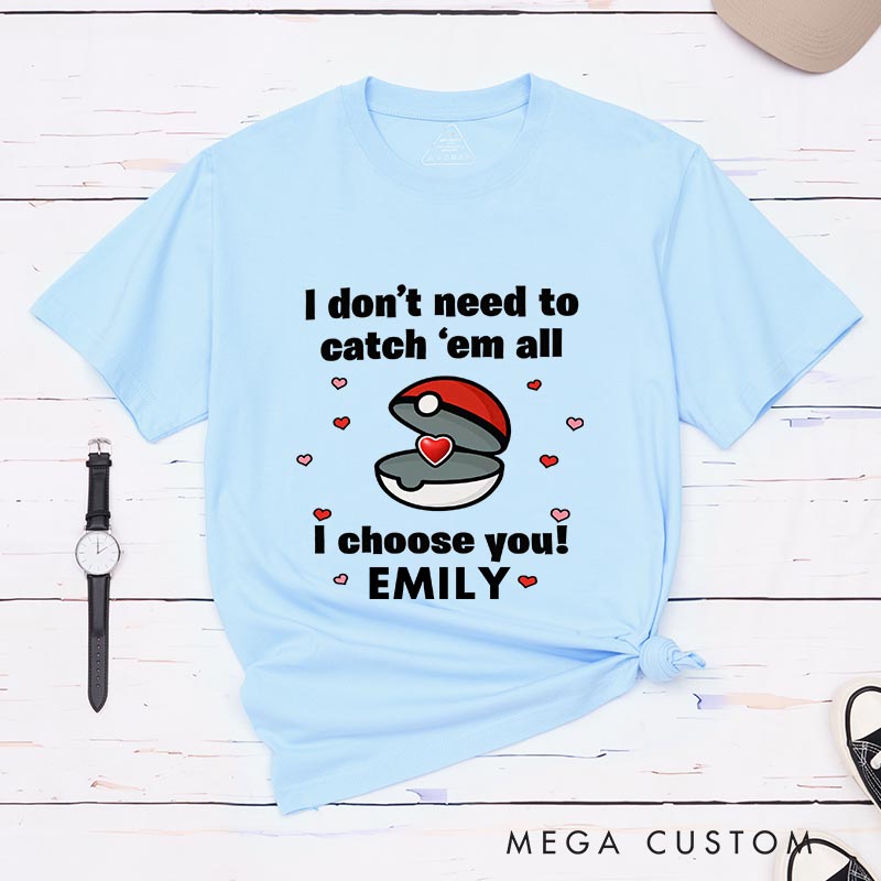 Personalized I Choose You Anime Couple Classic T-Shirts Video Game Tshirt for Gamers Anime Lovers Valentine's Day
