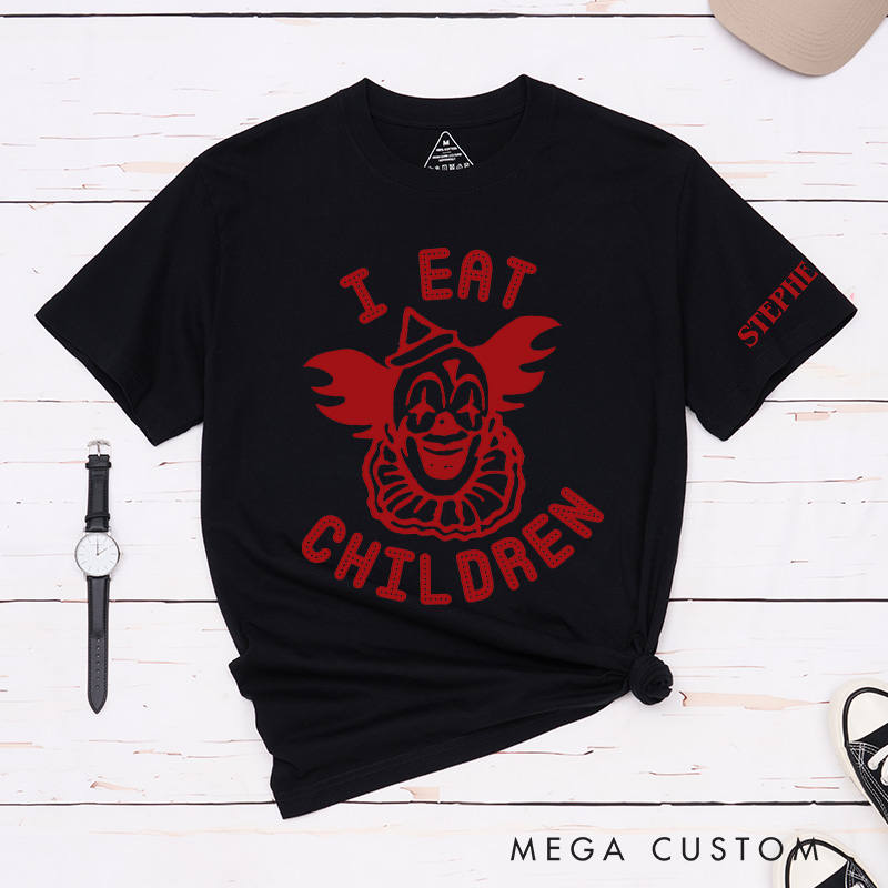 Personalized I Eat Children Classic T-Shirts Creepy Joker Tshirt Horror Halloween Shirt for Movie TV Lovers