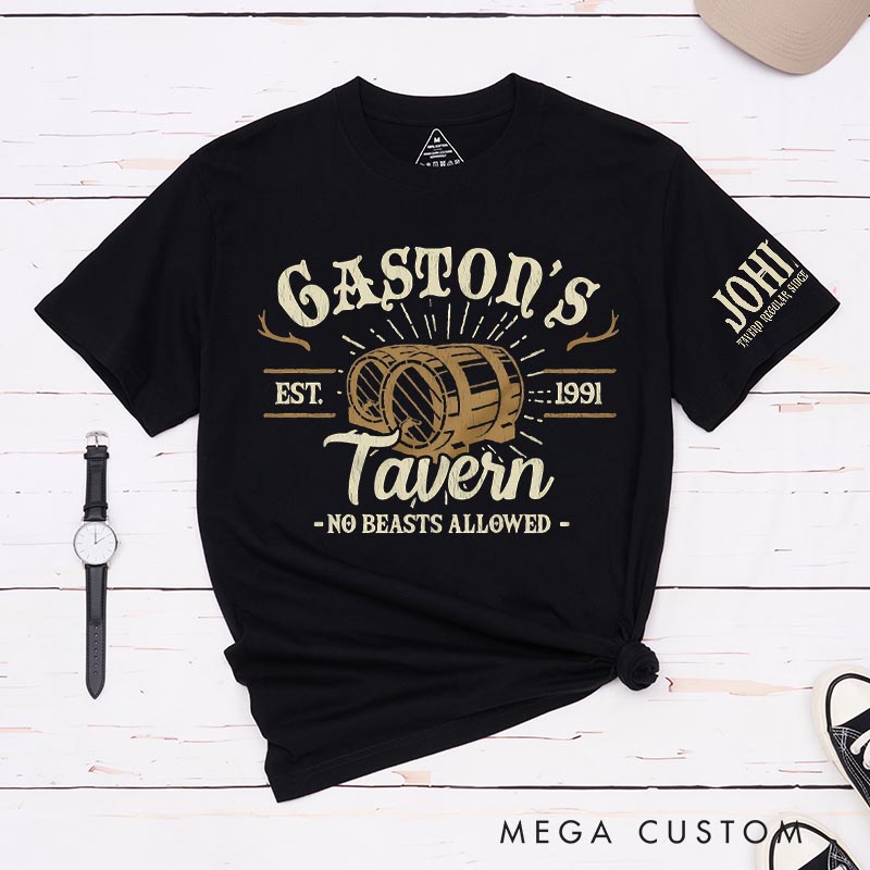 Personalized Gaston's Tavern Classic T-Shirts Princess Magic Movie Tshirt Film Fan Shirt