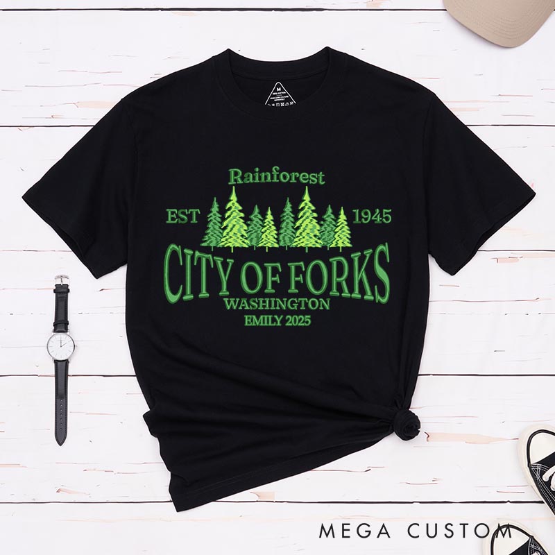 Personalized City of Forks Movie Classic T-Shirts Vampire Movie Tshirt Film Fan Shirt