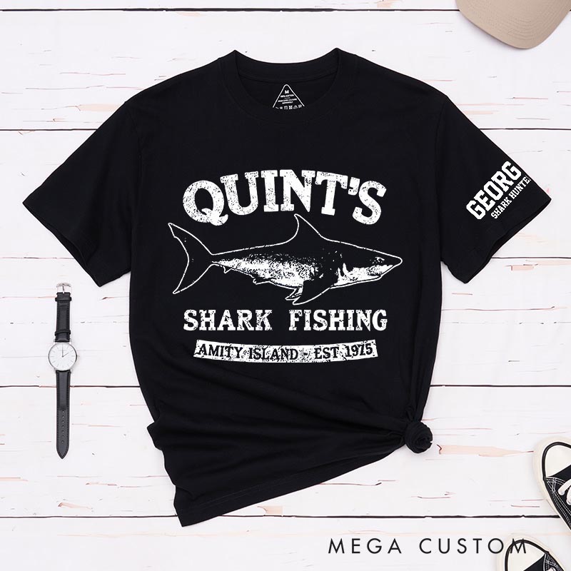 Personalized Shark Fishing Movie Classic T-Shirts Great White Shark Horror Movie Tshirt Halloween