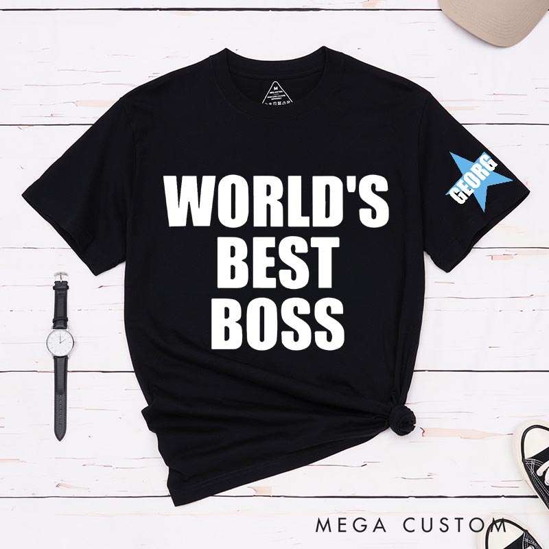 Personalized World's Best Boss Star Funny Classic T-Shirts Daily Grind TV Series Tshirt Movie TV Show Fan Shirt