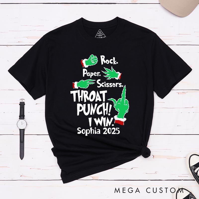 Personalized Throat Punch Funny Christmas Movie Classic T-Shirts Holiday Tshirt Christmas Gift