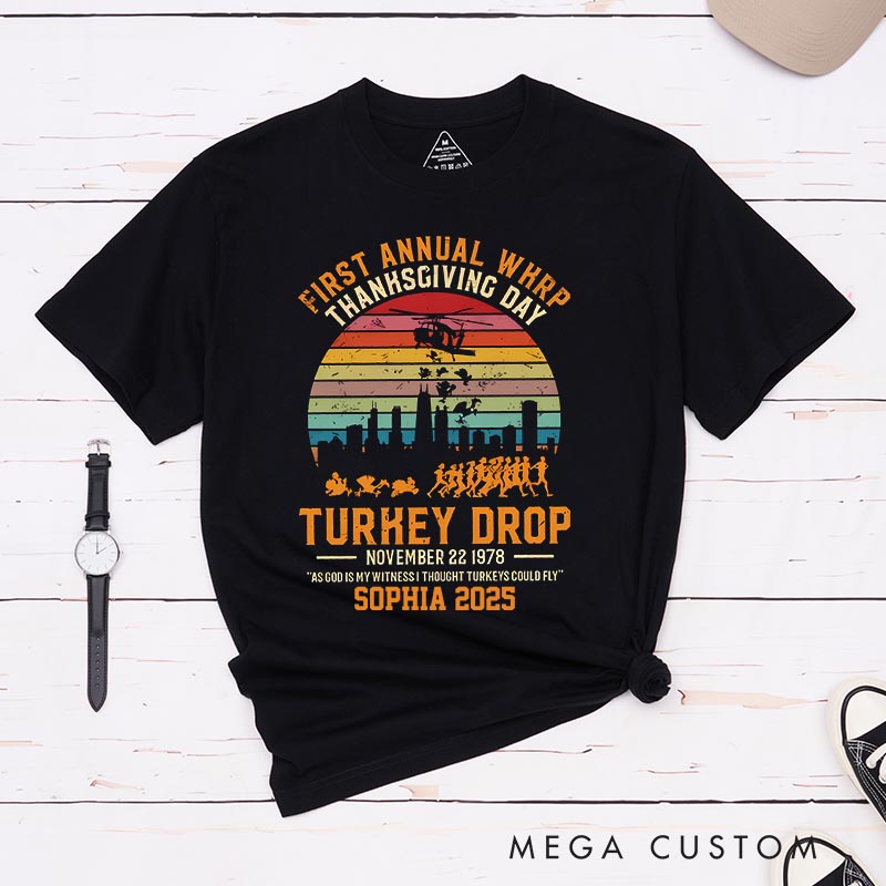 Personalized Turkey Drop Thanksgiving Movie Classic T-Shirts Holiday TV Show Tshirt Thanksgiving Gift