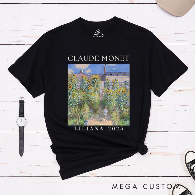 Personalized Claude Monet The Artist's Garden Classic T-Shirts Painting Impressionism Tshirt Artsy Aesthetic Famous Painter Art Lover Shirt