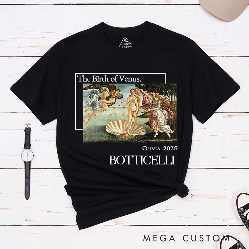 Personalized The Birth of venus Artist Classic T-Shirts Painting Impressionism Tshirt Artsy Aesthetic Famous Painter Art Lover Shirt