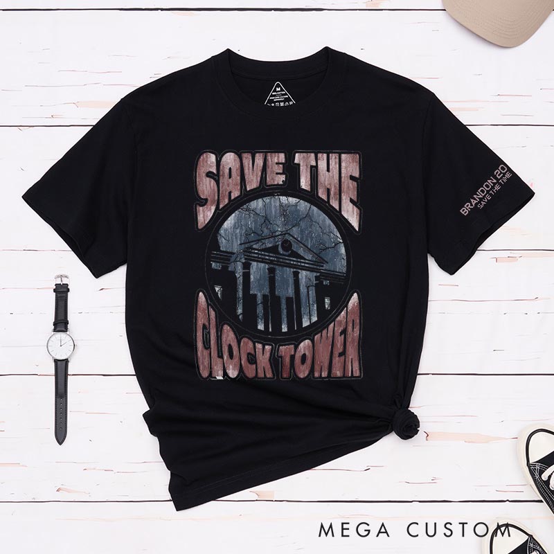 Personalized Save the Clock Town Classic T-Shirts Future Fiction Movie Tshirt Geek Nerdy Movie Shirt