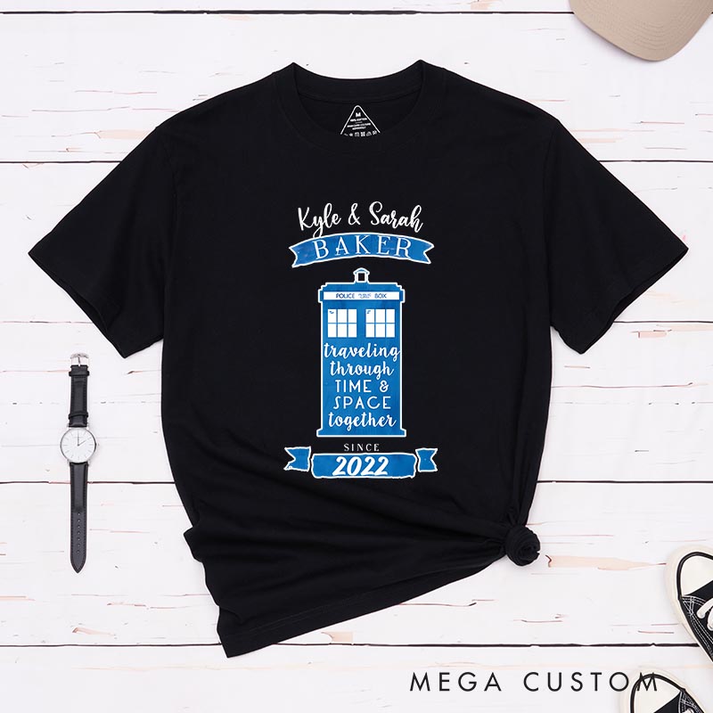 Personalized Couple Police Box Movie Classic T-Shirts Doctor TV Show Tshirt Geek Nerdy Shirt Valentines Day