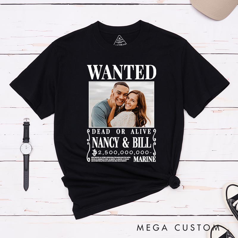 Personalized Anime Wanted Poster Photo Classic T-Shirts for Anime Lovers Comic Inspired Manga Tshirt