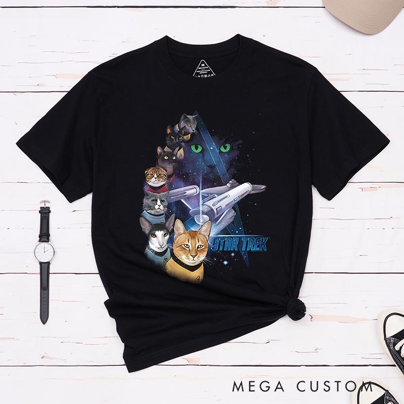 Personalized Cat Star Adventure Classic T-Shirts Funny Geek Tshirt for Movie Lovers