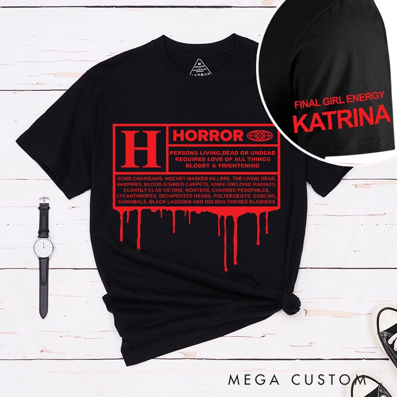 Personalized Horror Sign Classic T-Shirts Halloween Tshirt for Movie Lovers