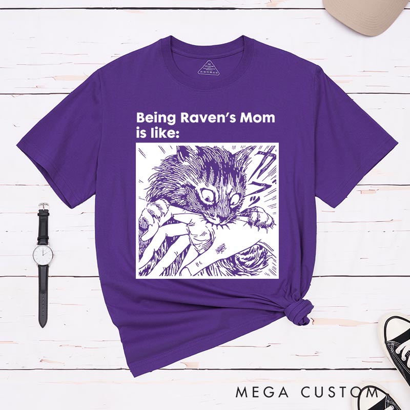 Personalized Creepy Cat Bite Classic T-Shirts Japanese Cat Mom Dad Tshirt Cats Crazy Shirt Cat Lover Anime Lover