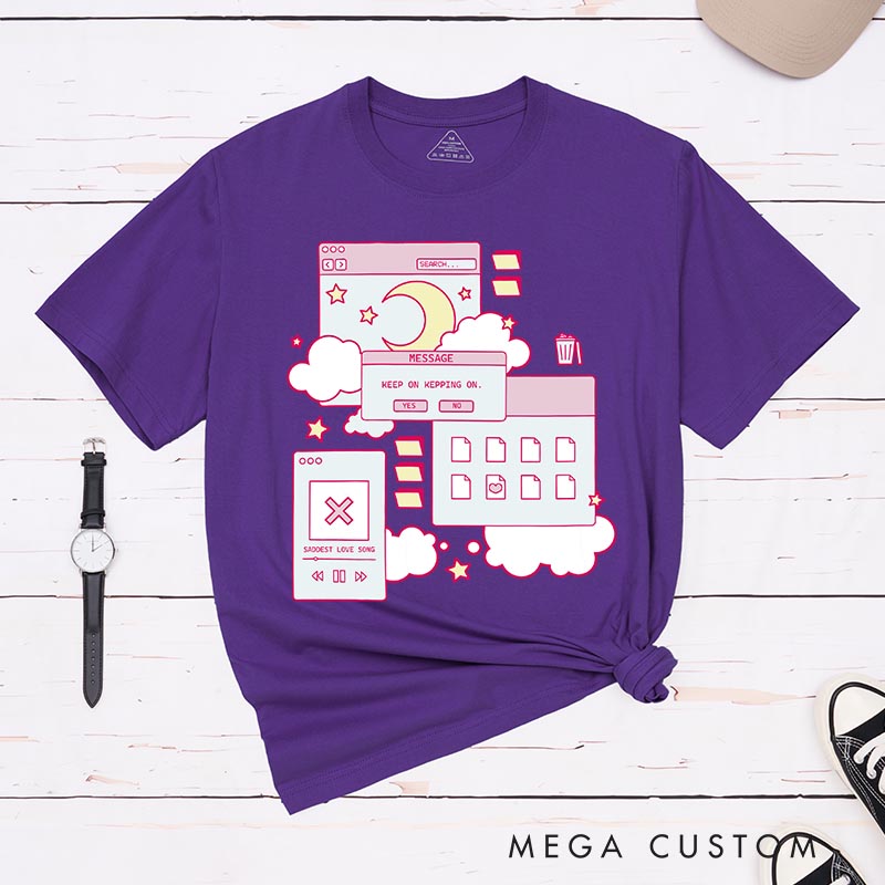 Personalized Kawaii Aesthetic Browser Classic T-Shirts Japanese Vaporwave Manga Comic Tshirt for Anime Lovers