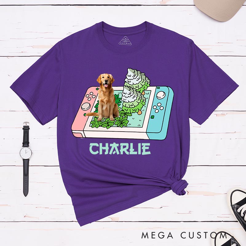 Personalized Cute Pet Gamer Classic T-Shirts for Dog Dad Mom Gaming Anime Lovers Video Game Shirt