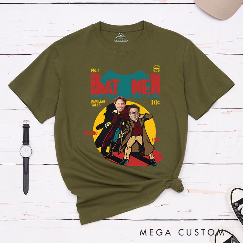 Personalized Bat Men Photo Classic T-Shirts Superhero Movies Tshirt Film Fan Shirt