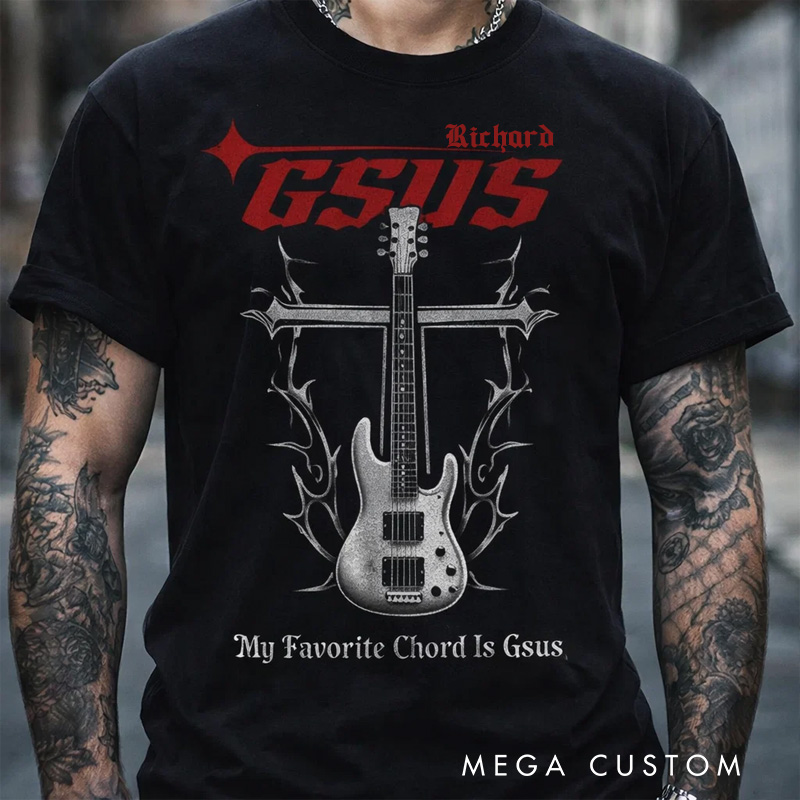 Personalized Classic T-Shirts My Favorite Chord Is Gsus T-Shirt Vintage Music Graphic Tee for Music Lovers