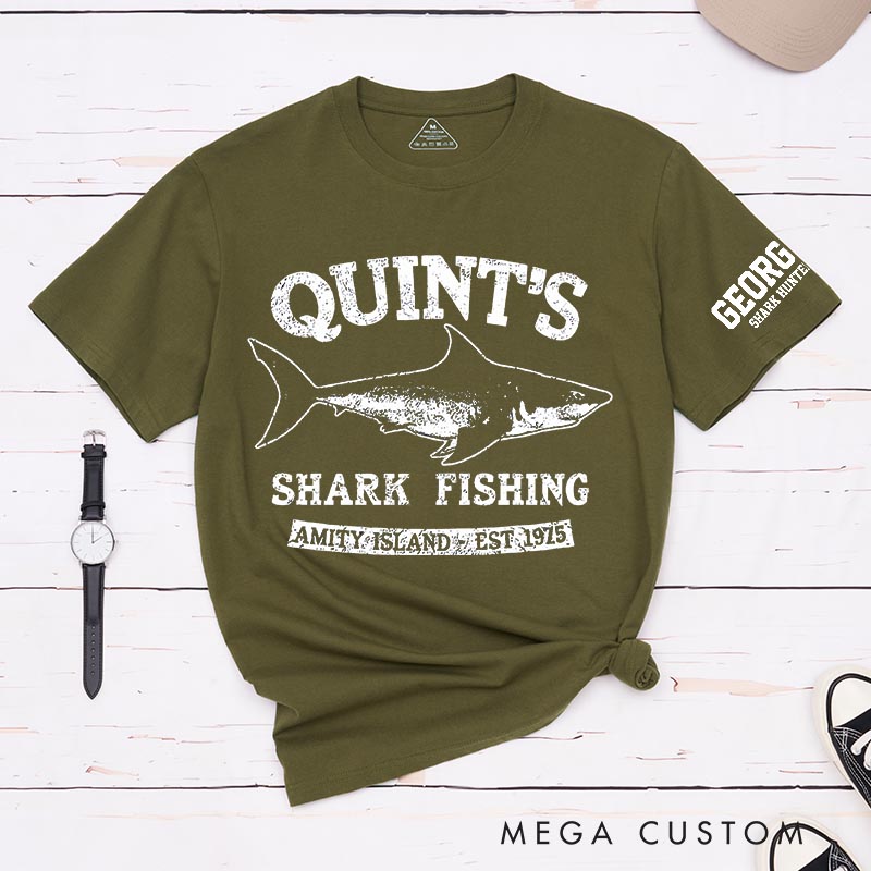 Personalized Shark Fishing Movie Classic T-Shirts Great White Shark Horror Movie Tshirt Halloween