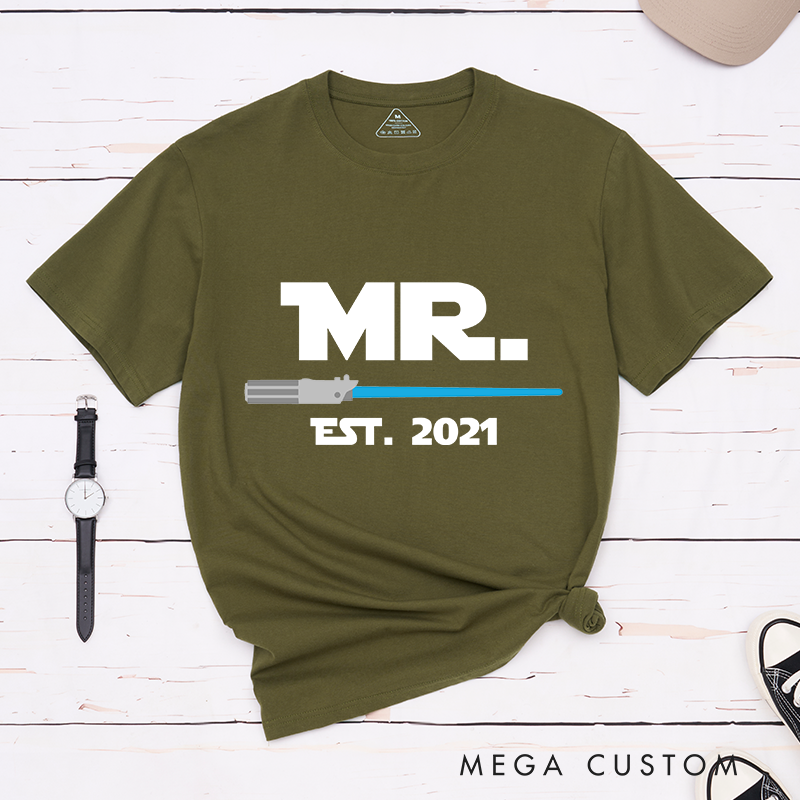 Personalized Mr and Mrs Couple Matching Classic T-Shirts Anniversary Honeymoon Shirt for Movie Lovers Valentines Day Just Married Shirt