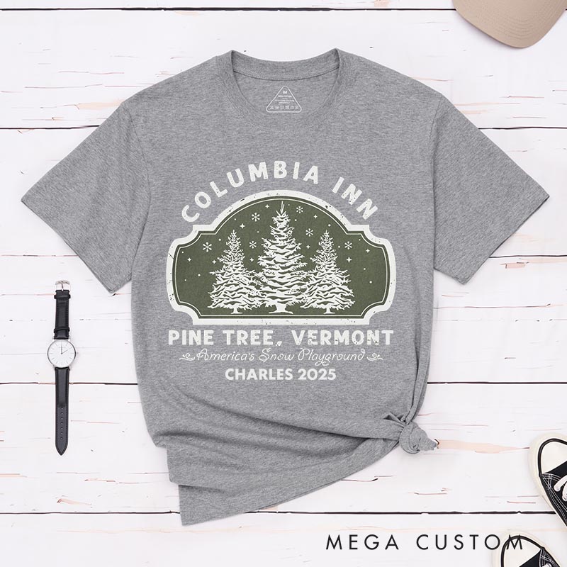 Personalized Pine Tree Inn Christmas Movie Classic T-Shirts Vintage Holiday Movies Tshirt Family Movie Shirt