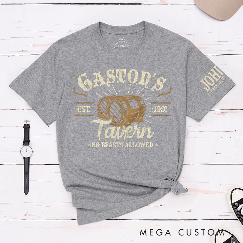 Personalized Gaston's Tavern Classic T-Shirts Princess Magic Movie Tshirt Film Fan Shirt