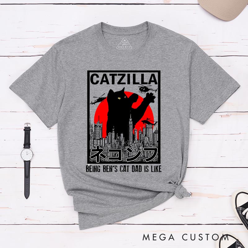 Personalized City Catzilla Funny Movie Classic T-Shirts Kaiju Movie Tshirt for Cat Mom Cat Dad