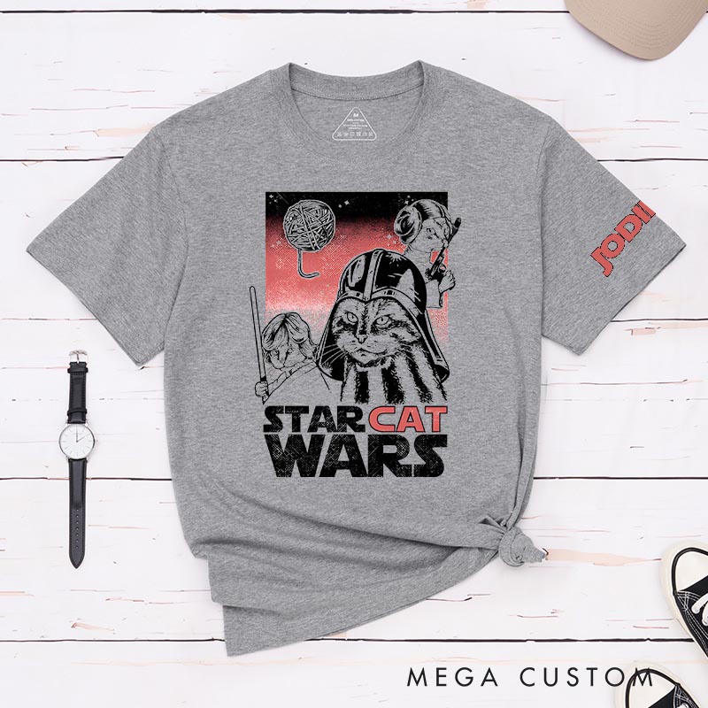 Personalized Cat Wars Classic T-Shirts Galaxy Tshirt for Cat Mom Dad Movie Lovers for Cat Mom Cat Dad Animal Lovers