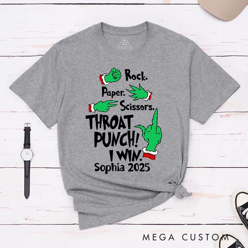 Personalized Throat Punch Funny Christmas Movie Classic T-Shirts Holiday Tshirt Christmas Gift