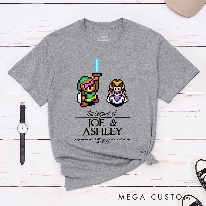 Personalized the Legend of You Couple Anniversary Classic T-Shirts Video Game Tshirt Geek Gaming Nerd Shirt Valentine's Day