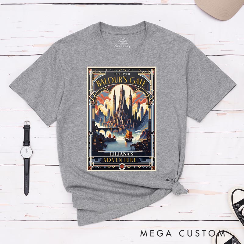 Personalized Journey to the Gate Game Classic T-Shirts CRPG Video Game Tshirt Fantasy Game Shirt