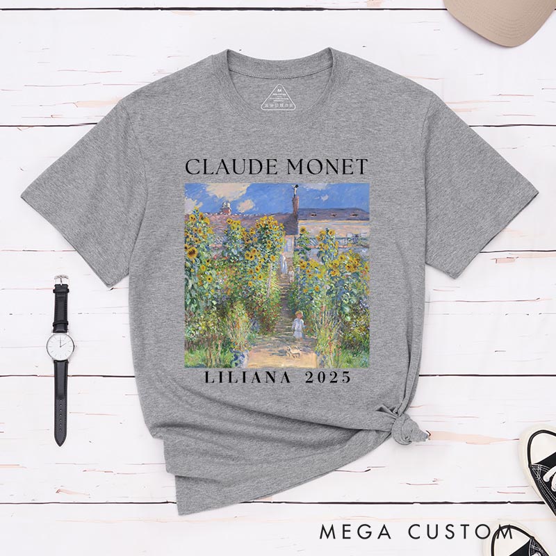Personalized Claude Monet The Artist's Garden Classic T-Shirts Painting Impressionism Tshirt Artsy Aesthetic Famous Painter Art Lover Shirt