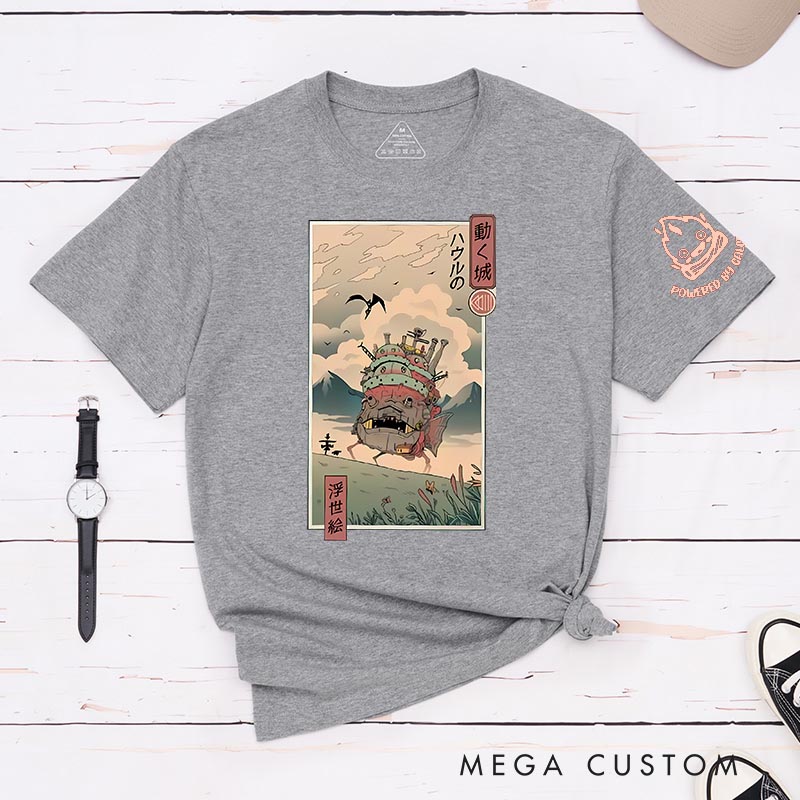Personalized Castle Classic T-Shirts Japanese Ukiyo-e style Shirt  Japanese Manga Comic Tshirt for Anime Lovers
