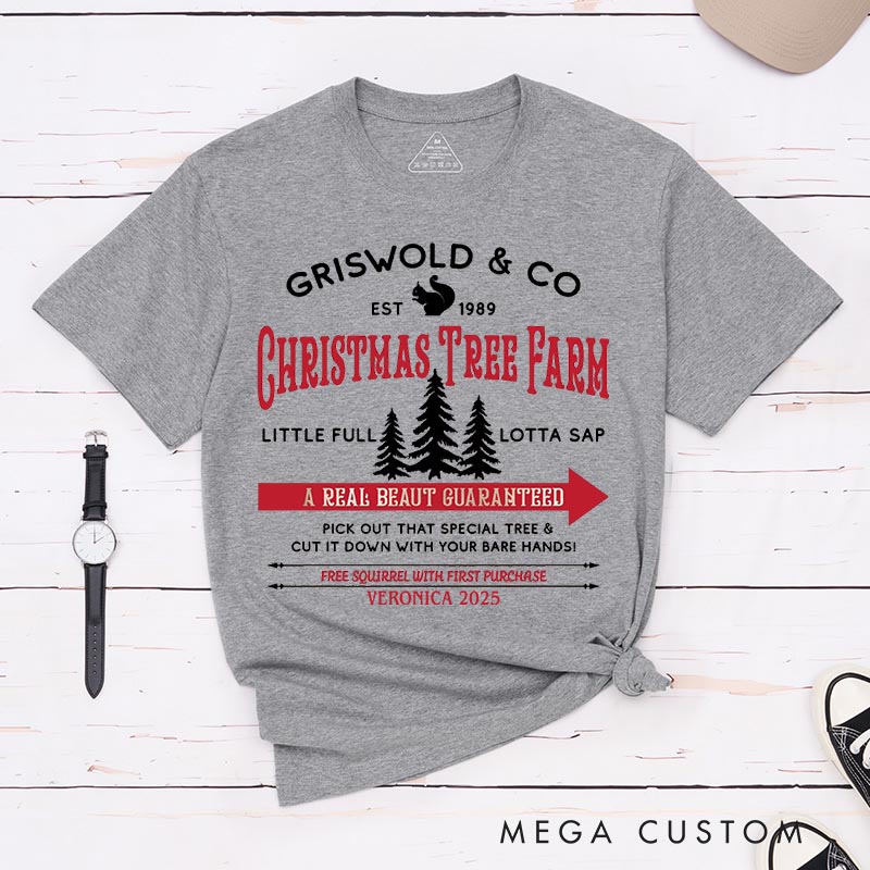 Personalized Christmas Tree Farm Movie Classic T-Shirts Vintage Holiday Movies Tshirt Family Movie Shirt