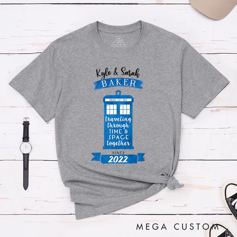 Personalized Couple Police Box Movie Classic T-Shirts Doctor TV Show Tshirt Geek Nerdy Shirt Valentines Day