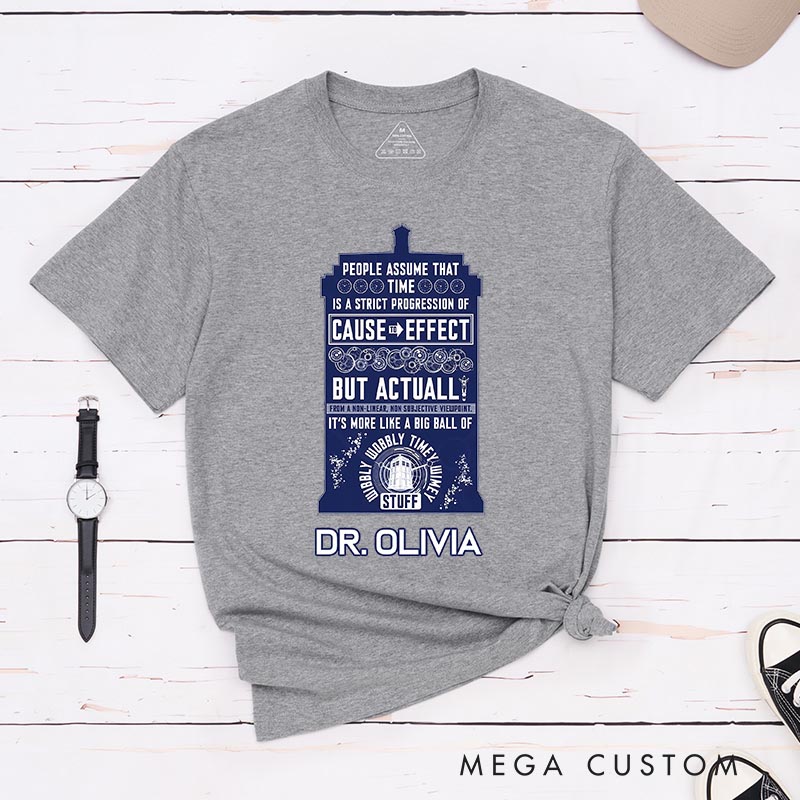 Personalized Police Box Time Machine Movie Classic T-Shirts Doctor TV Show Tshirt Geek Nerdy Shirt