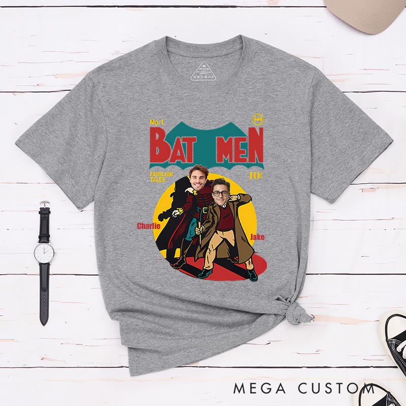 Personalized Bat Men Photo Classic T-Shirts Superhero Movies Tshirt Film Fan Shirt
