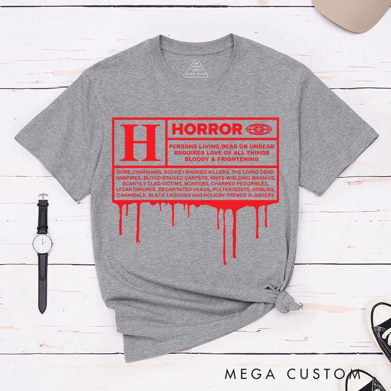 Personalized Horror Sign Classic T-Shirts Halloween Tshirt for Movie Lovers