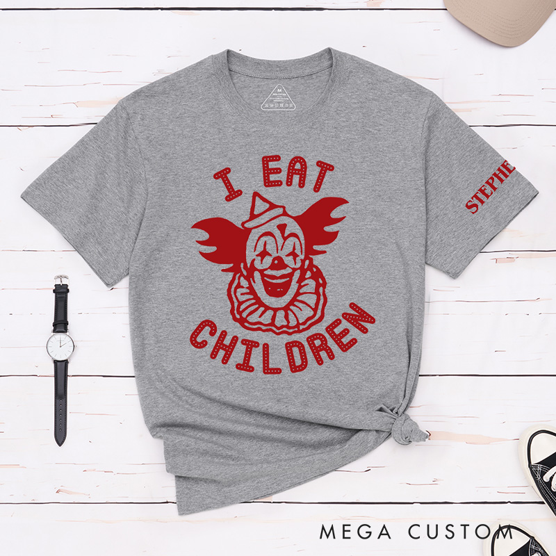 Personalized I Eat Children Classic T-Shirts Creepy Joker Tshirt Horror Halloween Shirt for Movie TV Lovers