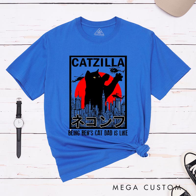 Personalized City Catzilla Funny Movie Classic T-Shirts Kaiju Movie Tshirt for Cat Mom Cat Dad