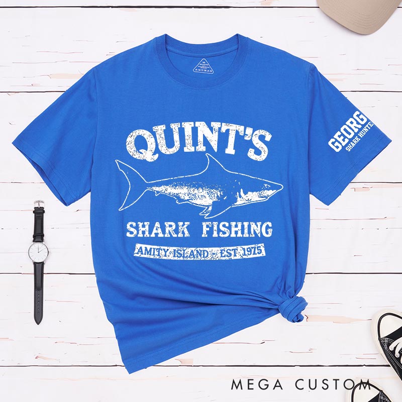 Personalized Shark Fishing Movie Classic T-Shirts Great White Shark Horror Movie Tshirt Halloween