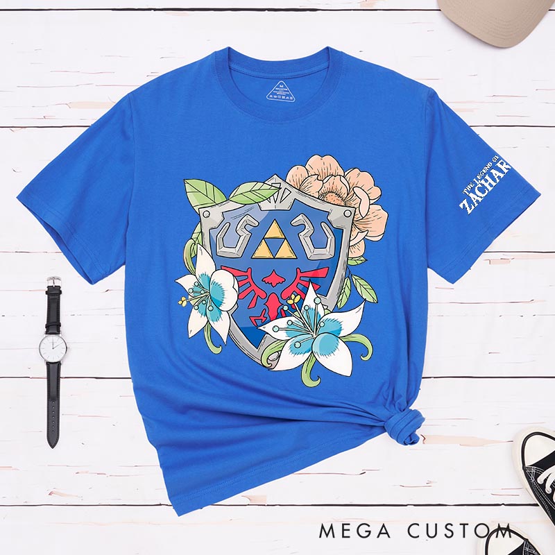 Personalized shield Classic T-Shirts Video Game Tshirt Geek Gaming Nerd Shirt for Him and Her