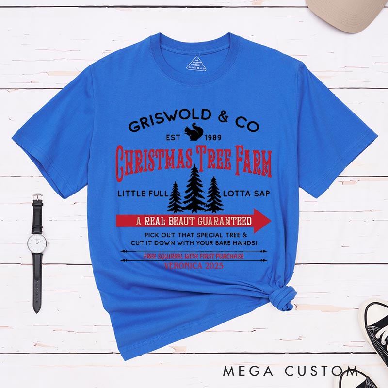Personalized Christmas Tree Farm Movie Classic T-Shirts Vintage Holiday Movies Tshirt Family Movie Shirt