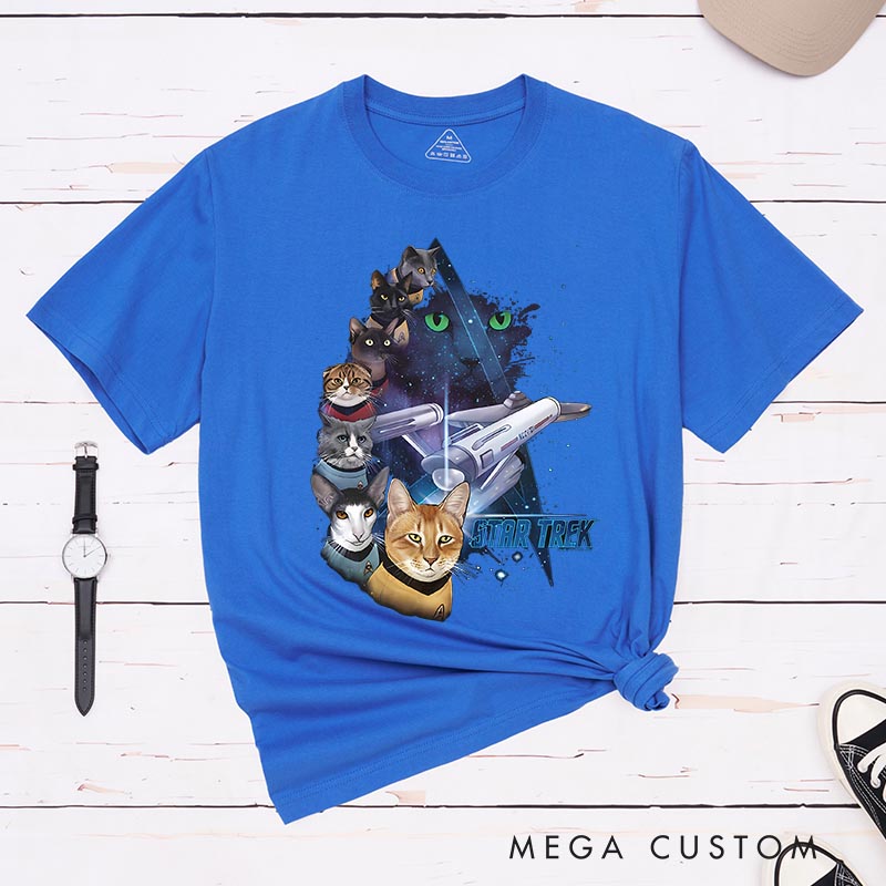 Personalized Cat Star Adventure Classic T-Shirts Funny Geek Tshirt for Movie Lovers