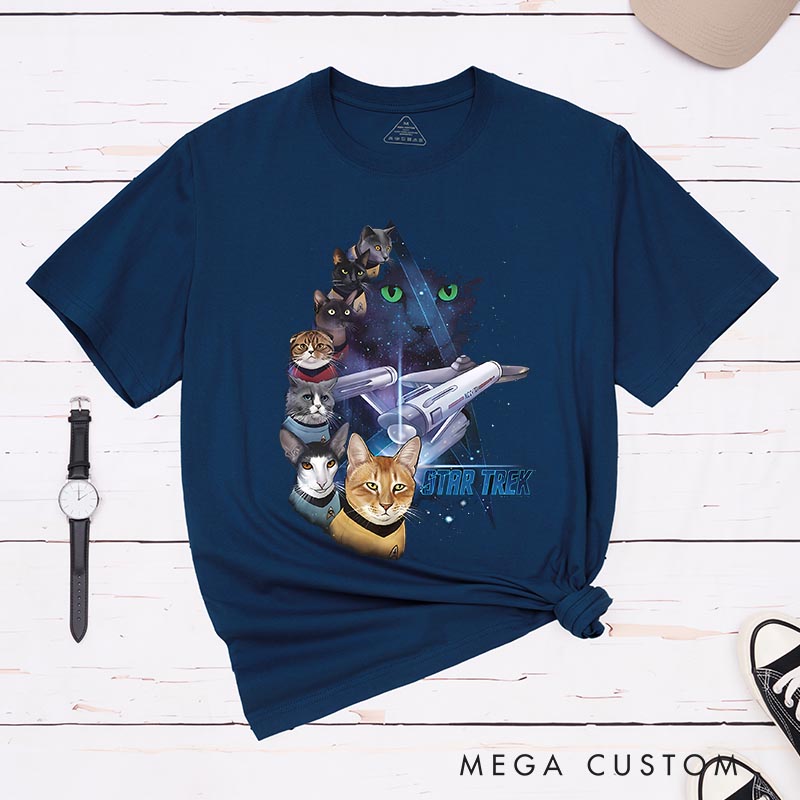 Personalized Cat Star Adventure Classic T-Shirts Funny Geek Tshirt for Movie Lovers